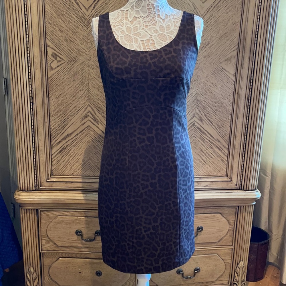 Michael Kors Brown and Black Leopard Print Sleeveless Sheath Dress